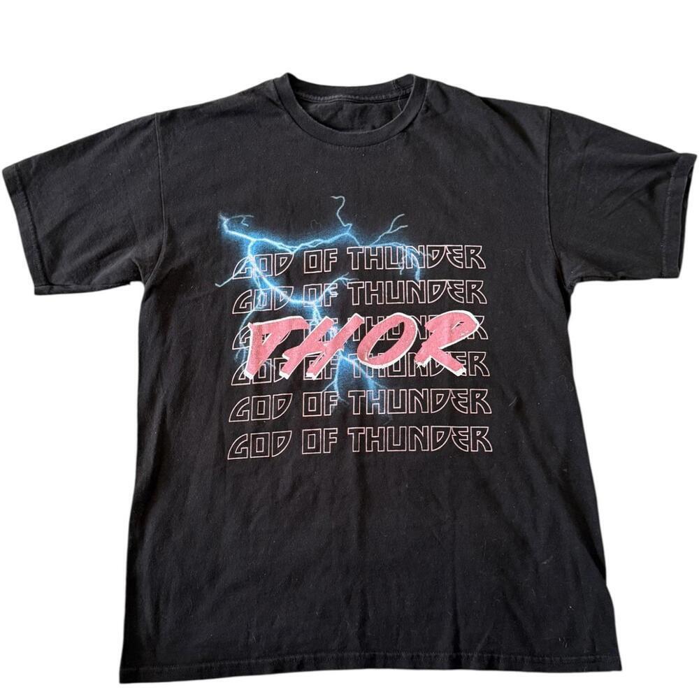 Thor “God of Thunder” Lightning Graphic Tee Black Unisex